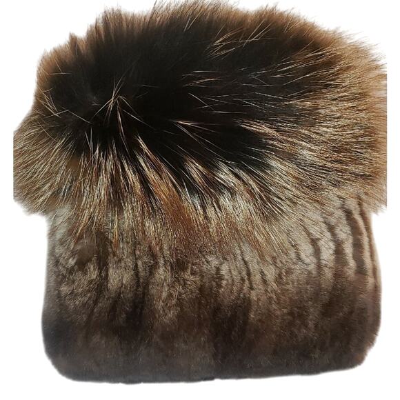 Damisfurry Rex Rabbit Fur Winter Hat With Raccoon Fur Top Excellent Warm! B-2 main image 5